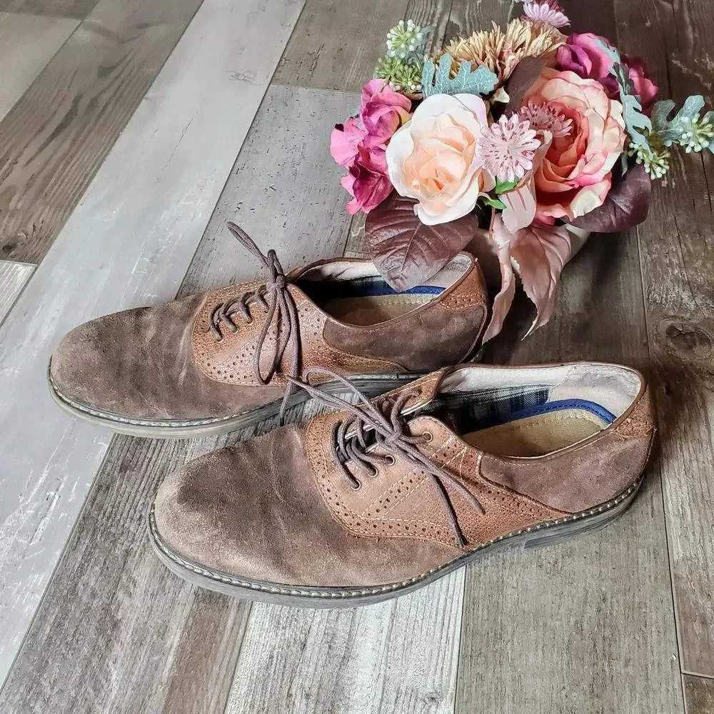 G.H.Bass&Co Men's Pomono Derby Shoes Brown Leather Lace Up Round Toe Size 10.5M